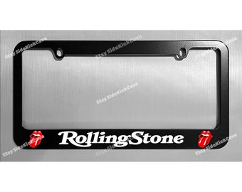 Rolling Stones Custom Made Black Metal Nummernschildrahmen + Schraubenabdeckungen