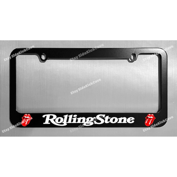 Rolling Stones Custom Made Black Metal License Plate Frame +Screw Covers