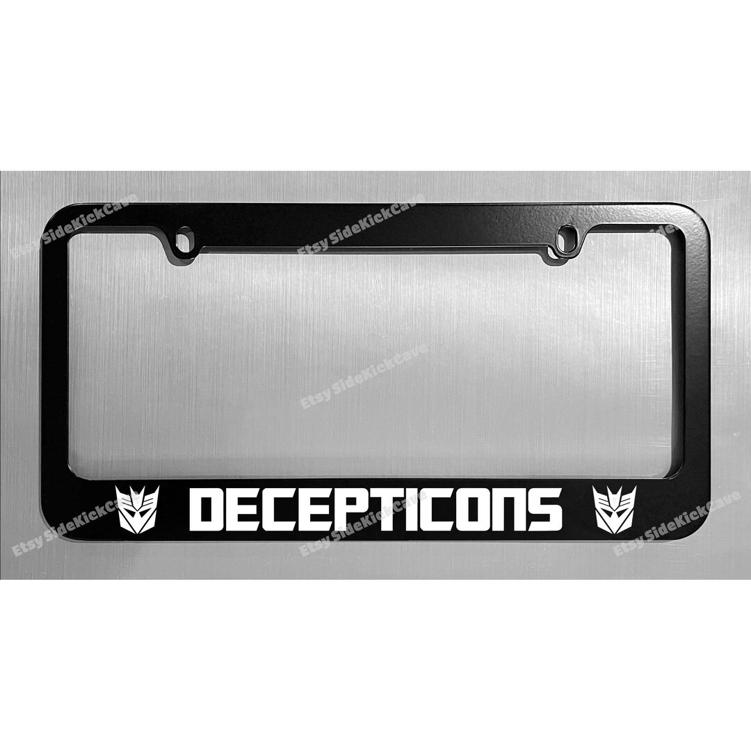 Decepticons Transformers Custom Made Black Metal License Plate Frame