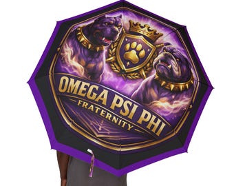 Omega Psi Phi customized Semi-Automatic Foldable Umbrella l Father's Day Gift l Omega Gift l Omega Initiation Gift l Omega Probate Gift