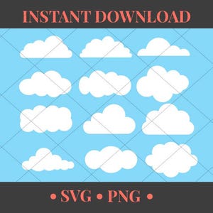Clouds SVG | Clouds PNG | Clouds Cut File | Clouds Silhouette | Clouds Clip Art | Fluffy Clouds  | White Clouds  | Clouds Bundle |