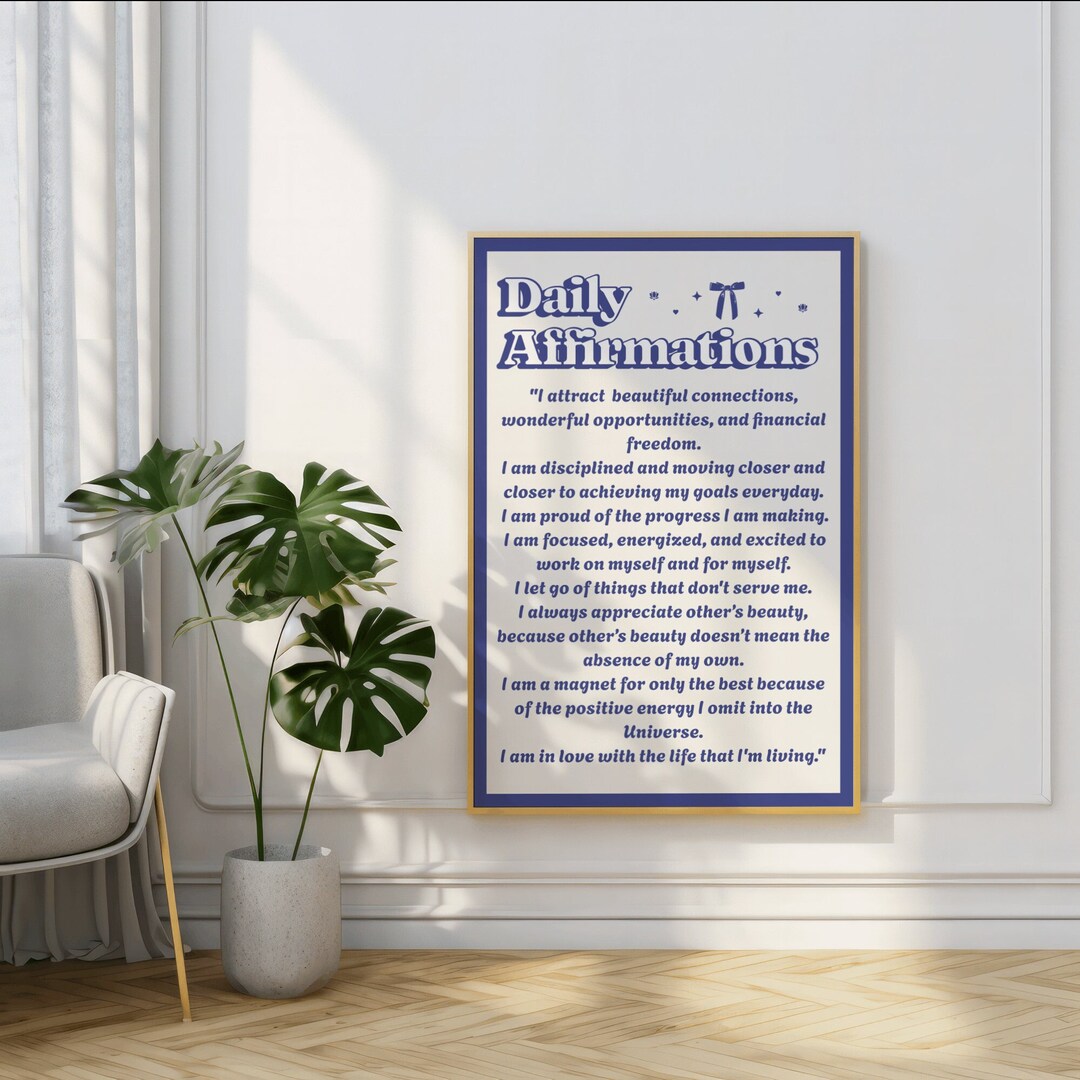 Daily Affirmations Wall Print, Positive Affirmations, Coquette Wall ...