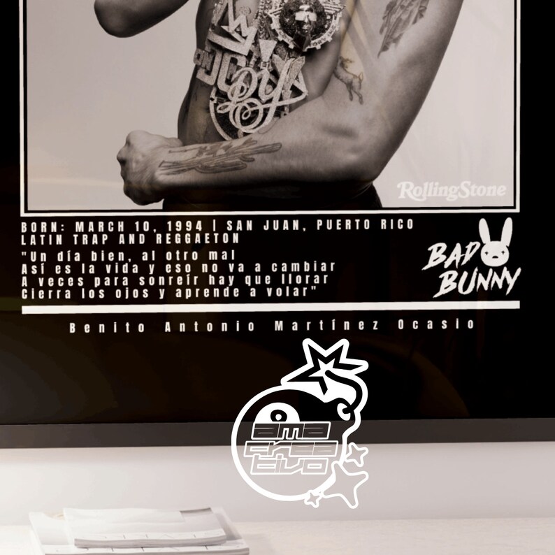 Bad Bunny Poster, Bad Bunny Poster With Quote, Bad Bunny Decor, Bad