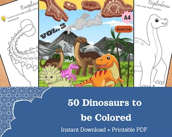 Alla scoperta dei dinosauri. Dinosauri da colorare. Libro da colorare con dinosauri. Libro da colorare per bambini 2-6 anni