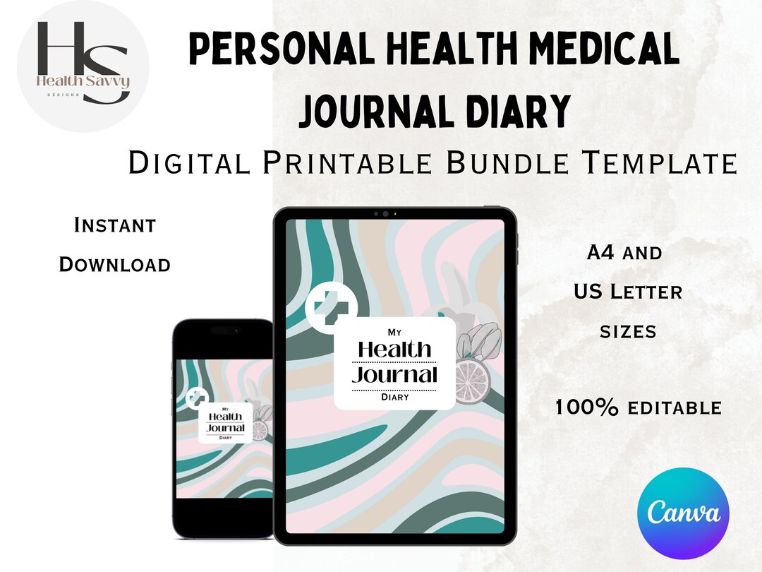 Health Journal Diary Printable Medical Diary Medication Log - Etsy