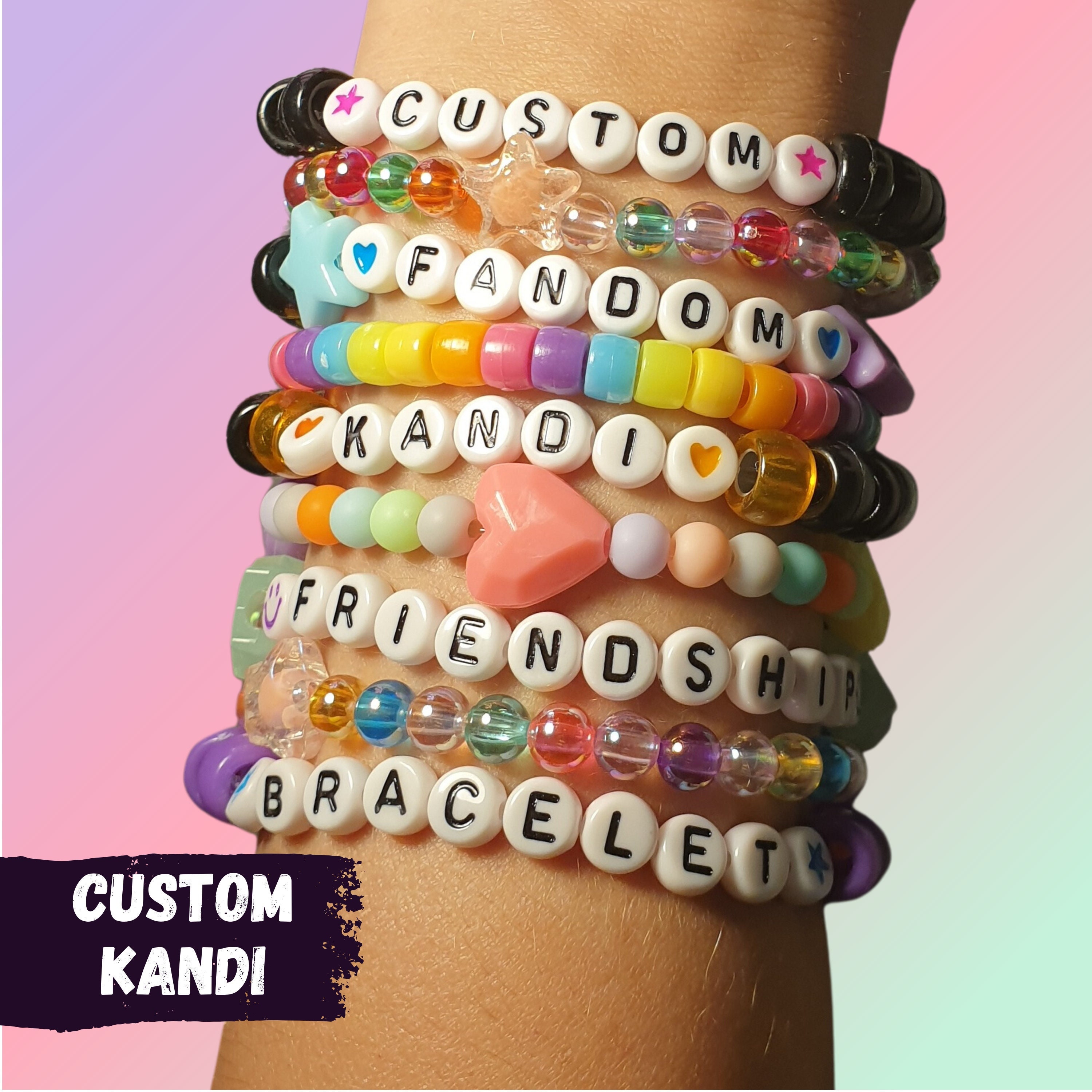 Y2K Retro Mix Kandi Beaded Bracelets, Friendship Bracelets, Rave