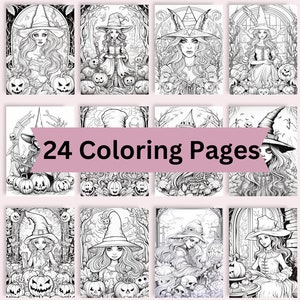 Halloween Adult Coloring Book | Halloween Pages | Grayscale Coloring Pages | Coloring Pages Halloween | Coloring Pages Printable