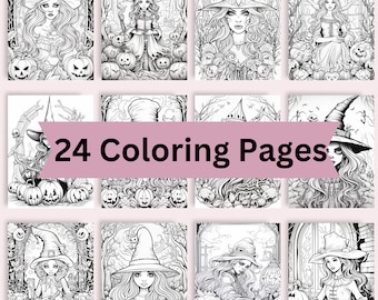 Halloween Adult Coloring Book | Halloween Pages | Grayscale Coloring Pages | Coloring Pages Halloween | Coloring Pages Printable