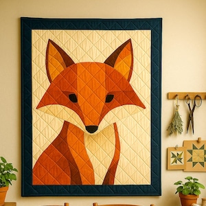 Fox Quilt Pattern: Collage Appliqué Design (PDF Digital Download)