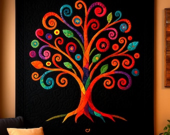 生命の樹のキルトパターン、生命の樹のパッチワークパターン、生命の樹の裁縫パターン、PDFキルトパターン、生命の樹のキルトブロック