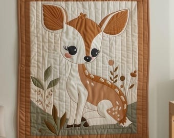 Rehkitz-Quiltmuster (PDF) – Applikationen für Rehbabys – Waldtier-Wandbehang – Rohkante