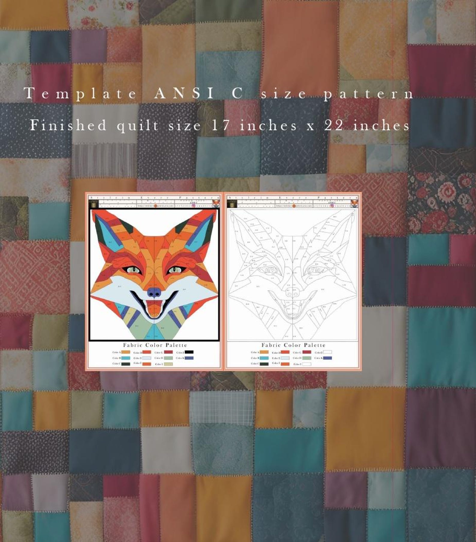 Fox Quilt Pattern , Fox Patchwork Pattern , Animal Quilt Pattern ...