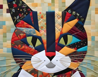 Projet de patchwork de chats, conception de courtepointe de chat, motif de courtepointe avec chat, idées de tissus pour patchwork de chats, blocs de tissu pour patchwork de chats, motifs de chat