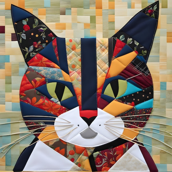 Cat patchwork project, Cat quilt design , Quilt pattern with cat , Cat patchwork fabric ideas , Cat patchwork fabric blocks , cat patterns
