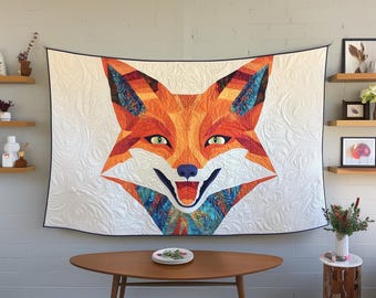 Patrón de edredón de zorro, patrón de patchwork de zorro, patrón de edredón de animales, patchwork de zorro, acolchado de zorro, patrón de edredón moderno, patrón de edredón para bebé