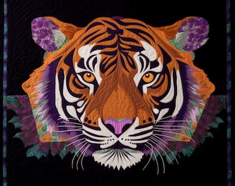Tiger patchwork pattern  , tiger patchwork quilt , animal quilt, tiger quilt ,tiger  sewing , quilting tiger , sewing tiger ,  block tiger