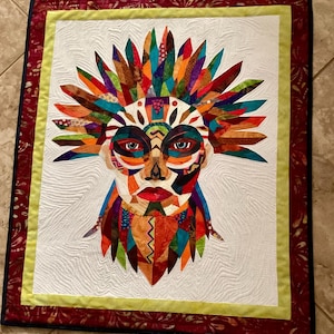 Psychedelic Indigenous Face Quilt Pattern: Raw Edge Appliqué (PDF Pattern)