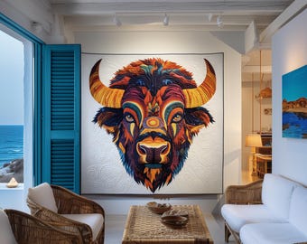 Bison patchwork pattern, animal quilt pattern, patchwork bison, bison sewing pattern, patchwork pattern, quilt pattern , bison quilt