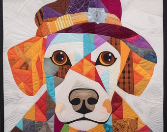 Dog Patchwork Pattern , Dog Sewing Pattern , Dog Patchwork Pattern with Hat , Paper piecing dog, Dog Quilt Pattern , Dog Patchwork , sewing