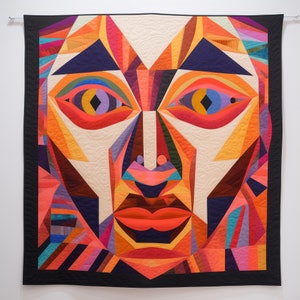 Abstract Patchwork Pattern,Abstract Quilt Pattern, Abstract Sewing Pattern, Face Quilt, psychedelic quilt pattern, pdf quilt patter