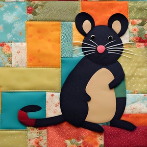 Mouse Quilt Block template , Digital PDF Download , patchwork