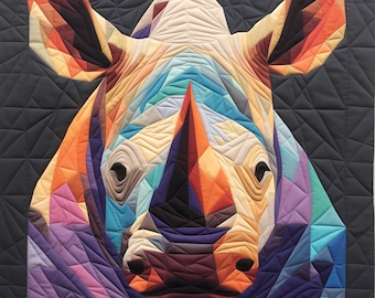 Padrão de patchwork de rinoceronte, padrão de colcha de rinoceronte, padrão de costura de rinoceronte, padrão de colcha pdf, patchwork de animais, padrão de colcha