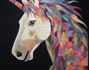 Unicorn patchwork pattern , Animal patchwork , Unicorn quilt design , horse patchwork sewing project , sewing , horse patchwork , unicorn