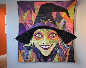 Halloween patchwork pattern , Halloween quilt , Patchwork witch , Witch quilt , Halloween witch patchwork pattern , Witch appliqué pattern