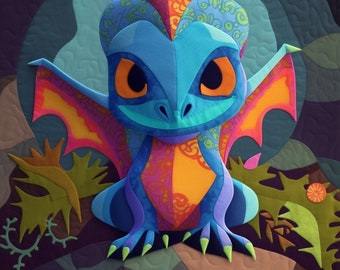 Baby quilt pattern ,Patchwork dragon pattern ,dragon sewing pattern ,Quilting pattern for beginners , quilt sewing pattern pdf ,dragon quilt