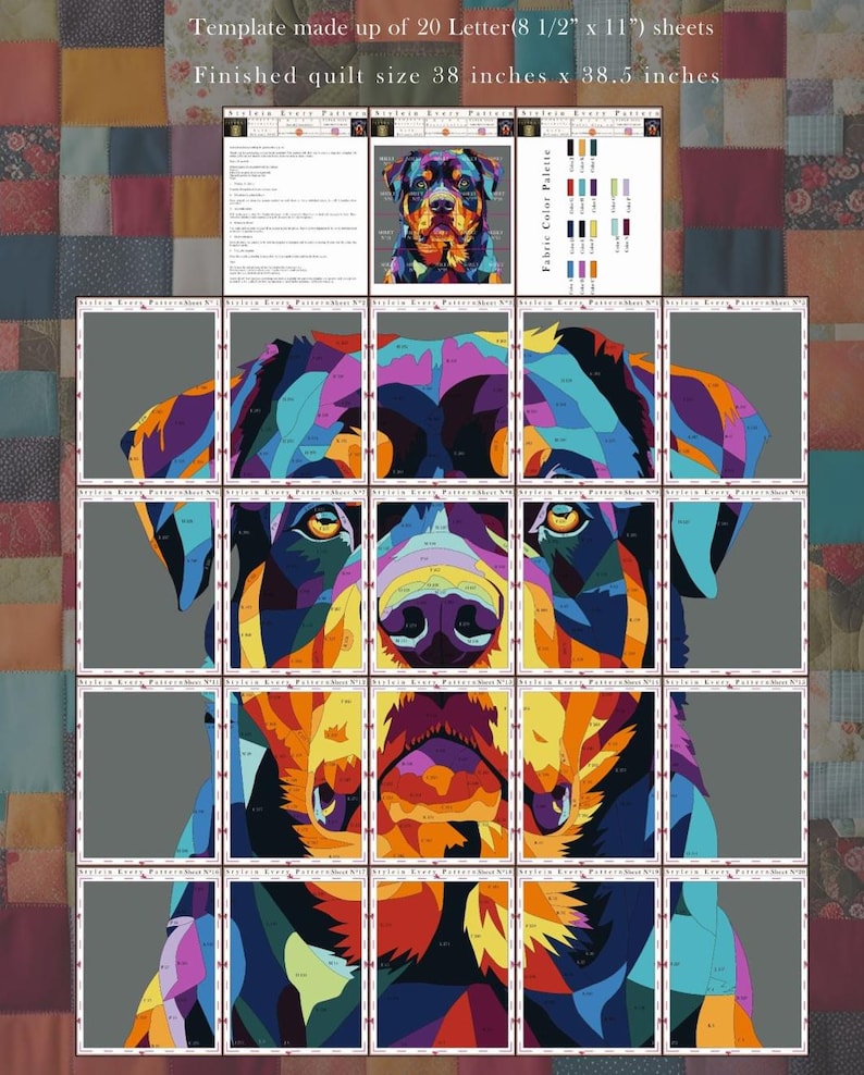 Rottweiler Quilt Pattern ,dog Quilt Pattern ,dog Patchwork Pattern ...