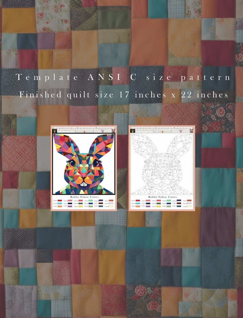Bunny Patchwork Pattern, Bunny Quilt Pattern, Animal Quilts, Quilt ...