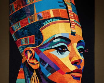 Porträt Quilt Muster PDF – Moderne Gesichts Collage Quilt Vorlage – Druckbare Applikation Patchwork Muster für Quilterinnen – Cleopatra Design