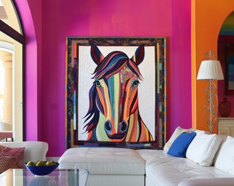 Horse patchwork pattern, horse quilt pattern, horse sewing pattern, animal quilt, animal patchwork, horse pattern , horse pattern kit , PDF