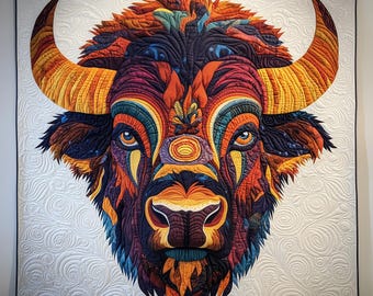 Bison Patchwork-Muster, Tier Quilt Muster, Patchwork Bison, Bison Nähen Muster, Patchwork-Muster, Quilt-Muster, Bison Schnittmuster, Bison Nähanleitung