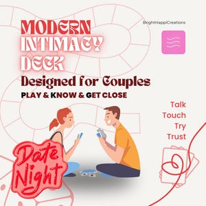 Modern intimacy-kaartenspel voor koppels Afdrukbare kaarten Relatiespel Datum/avond Ideeprompts Digitale relatietherapie Kom dichterbij
