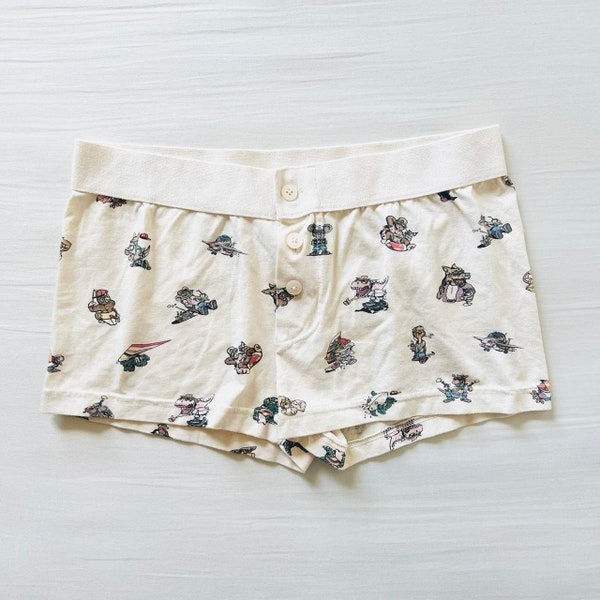 BNWT Brandy Melville/John Galt Beige Chill Since Animal Boy Shorts Cotton Waistband 9 x 13