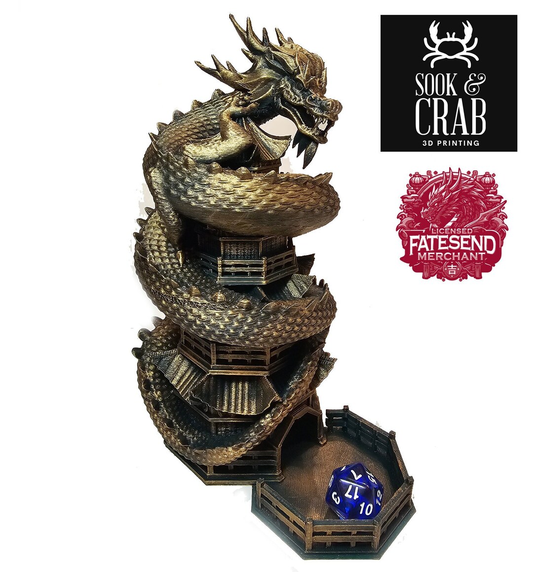 2024 Year of the Dragon Dice Tower for Tabletoprpg / Dnd 3D Printed