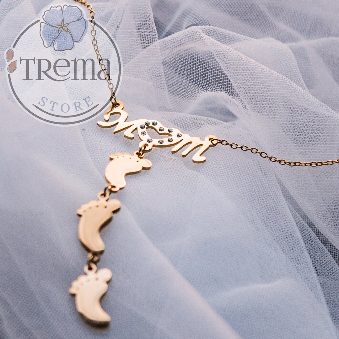 Necklace With Baby Name Mom Necklace With Kids Names Etsy