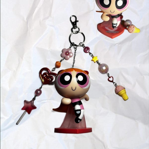 Powerpuff Girls Bubbles Blossom Mojo Jojo HIM Cartoon Network Silber Geldbörse Schlüsselanhänger