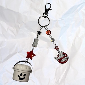 Dangle Silver Ghost Busters White Halloween McDonald’s Jack-o-Lantern Boo Bucket Purse Charm Keychain