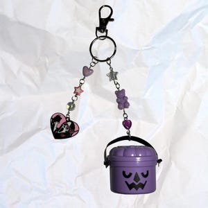 Dangle Silver Scream Purple Pink Halloween McDonald’s Jack-o-Lantern Boo Bucket Purse Charm Keychain