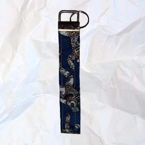 Navy Blue Astronaut Fabric Wristlet Key Fob Keychain Lanyard Keyring READ DESCRIPTION