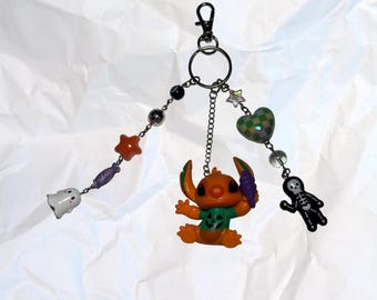 Llavero con dije colgante de plata para bolso de Stitch, Lilo y Stitch, para Halloween