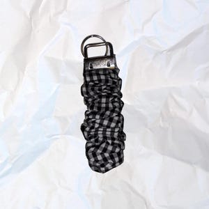 Llavero de tela con diseño de cuadros vichy en blanco y negro, llavero con cordón, llavero LEER DESCRIPCIÓN