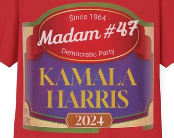 Madam #47: Kamala Harris 2024 Vintage Kalamata Olives Label Parody Shirt - Political Humor T-Shirt - Democrat Shirt - Election 2024 Shirt