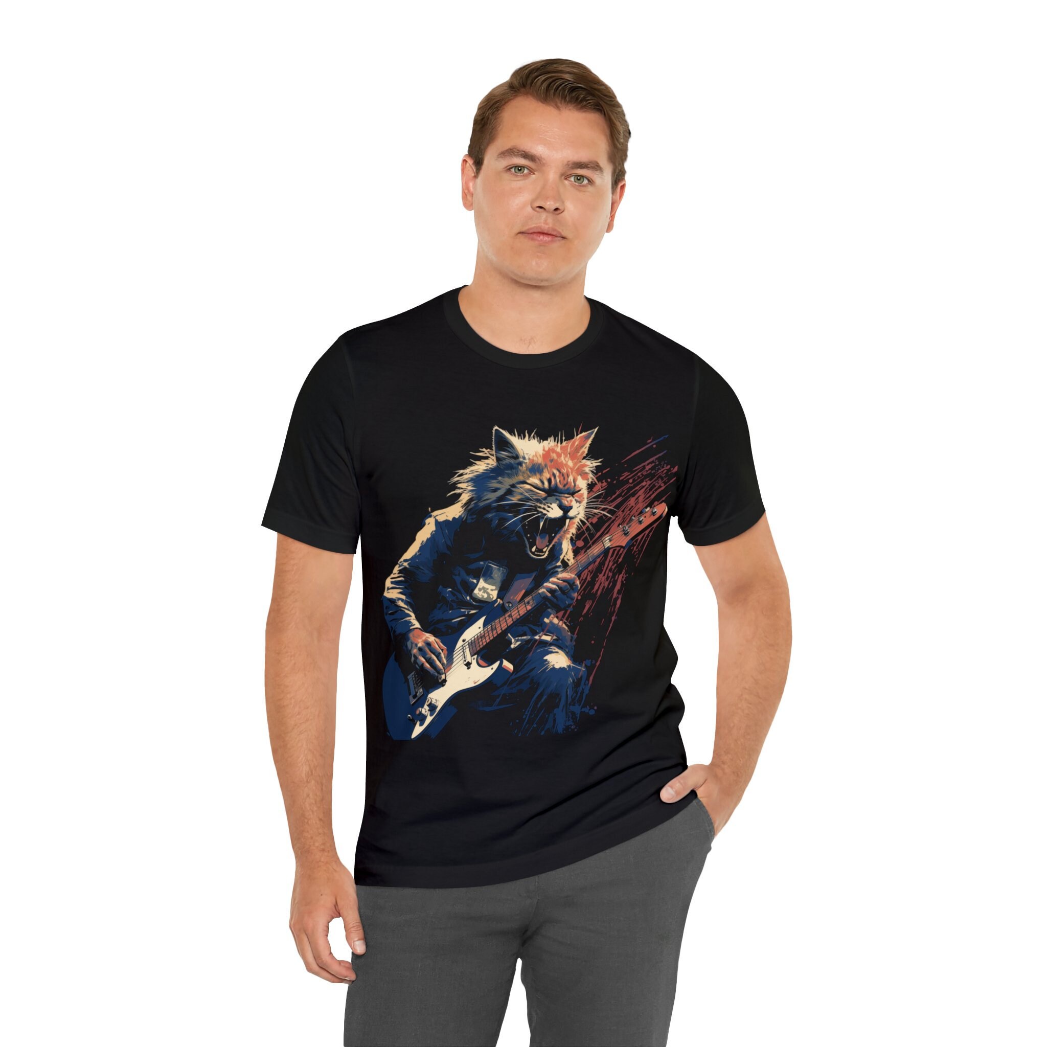 Rocker Cat, Rockstar Cat Playing Guitar, Cat Dad, Cat Mom, Cat Lover ...