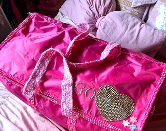 Pink Bedazzled Duffel