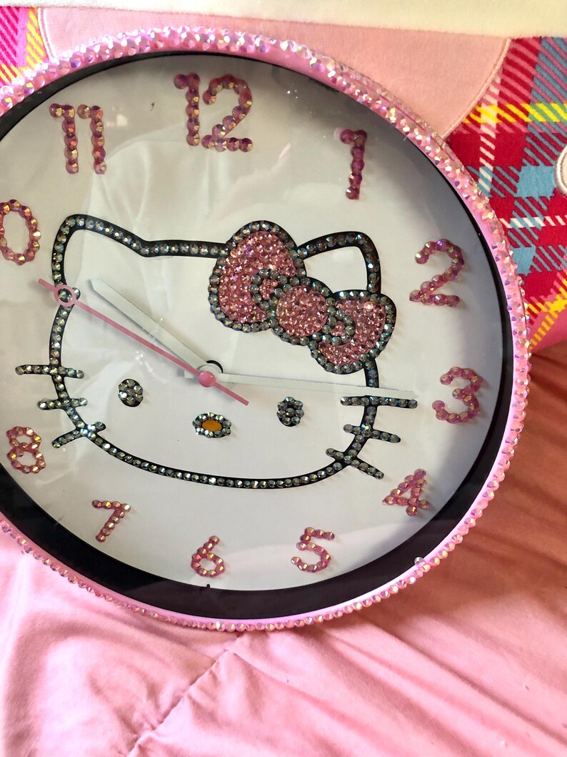Hello Kitty Large Clock Bedazzled Hello Kitty Clock - Etsy