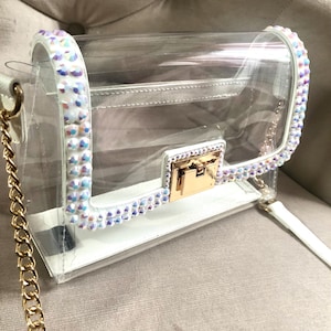 White Bling Clear Crossbody Handbag