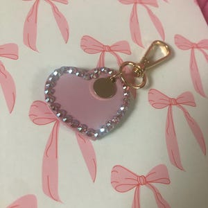 Pink Heart Purse Charm with Crystal Accents
